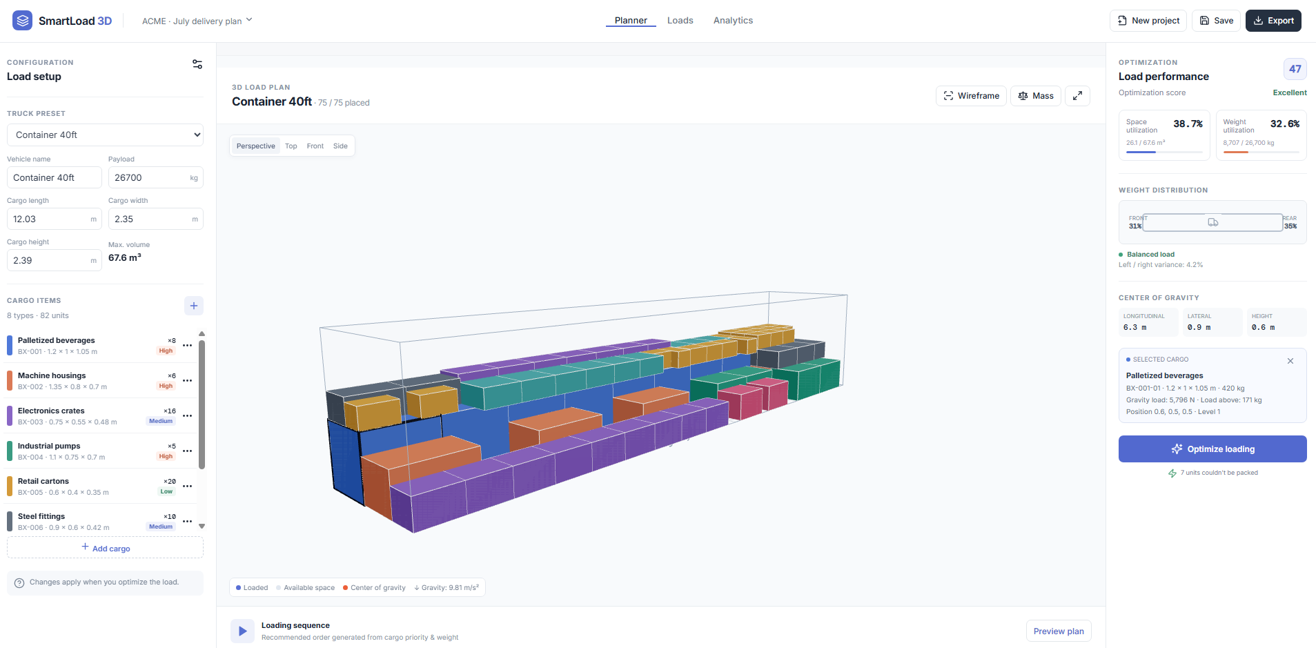 SmartLoad 3D project screenshot
